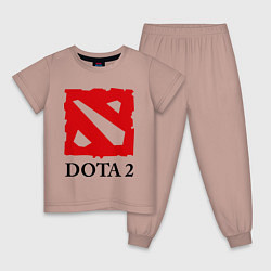 Пижама хлопковая детская Dota 2: Logo, цвет: пыльно-розовый