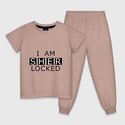 Пижама хлопковая детская I am Sherlocked, цвет: пыльно-розовый