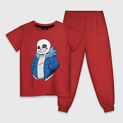 Пижама хлопковая детская Sans, цвет: красный