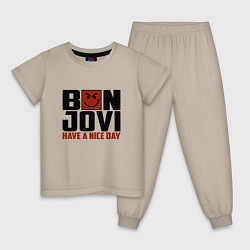 Пижама хлопковая детская Bon Jovi: Nice day, цвет: миндальный