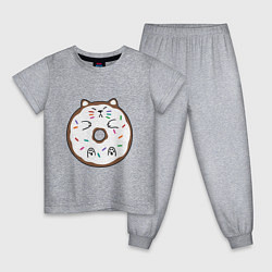 Пижама хлопковая детская Кот пончик, цвет: меланж