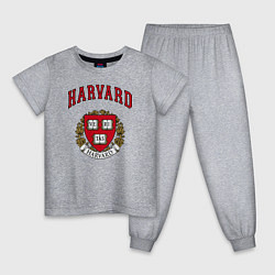 Пижама хлопковая детская Harvard university, цвет: меланж