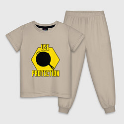 Пижама хлопковая детская Use Protection, цвет: миндальный