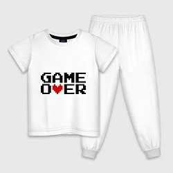 Пижама хлопковая детская Game over 8 bit, цвет: белый