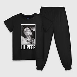 Пижама хлопковая детская Lil Peep: White Style, цвет: черный