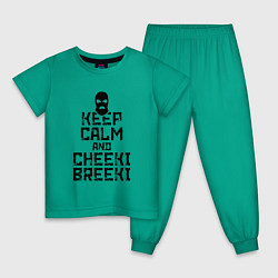 Пижама хлопковая детская Keep Calm & Cheeki Breeki, цвет: зеленый