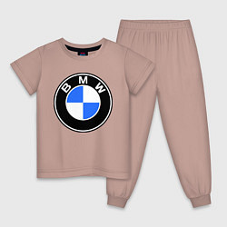 Пижама хлопковая детская Logo BMW, цвет: пыльно-розовый
