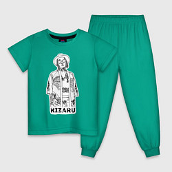 Пижама хлопковая детская Kizaru, цвет: зеленый