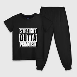 Пижама хлопковая детская Straight Outta Primorsk, цвет: черный