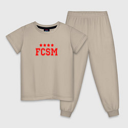 Пижама хлопковая детская FCSM Club, цвет: миндальный