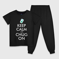 Пижама хлопковая детская Keep Calm & Chug on, цвет: черный