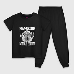 Пижама хлопковая детская Hawkins Middle School цвета черный — фото 1