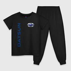 Пижама хлопковая детская Datsun логотип с эмблемой, цвет: черный