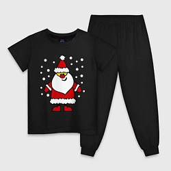 Пижама хлопковая детская Веселый Дед Мороз, цвет: черный