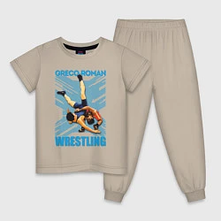 Пижама хлопковая детская Greco-roman wrestling, цвет: миндальный