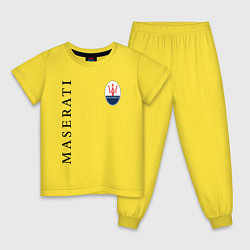 Пижама хлопковая детская Maserati с лого, цвет: желтый