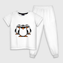 Пижама хлопковая детская Банда пингвинов, цвет: белый