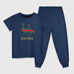 Пижама хлопковая детская GUSSI GG, цвет: тёмно-синий