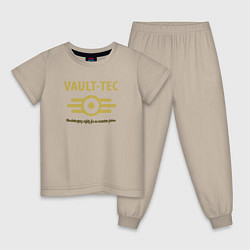 Пижама хлопковая детская Vault Tec, цвет: миндальный