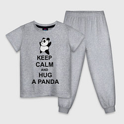 Пижама хлопковая детская Keep Calm & Hug A Panda, цвет: меланж