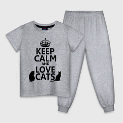 Пижама хлопковая детская Keep Calm & Love Cats, цвет: меланж