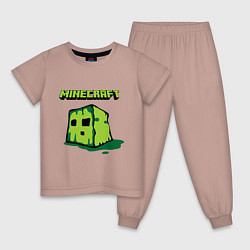 Пижама хлопковая детская Minecraft Creeper, цвет: пыльно-розовый