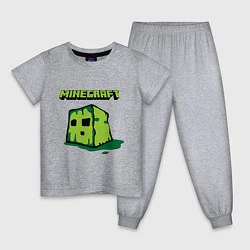 Пижама хлопковая детская Minecraft Creeper, цвет: меланж