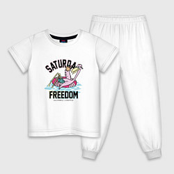 Пижама хлопковая детская Saturday Freedom, цвет: белый
