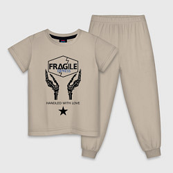 Пижама хлопковая детская Fragile Express, цвет: миндальный