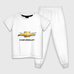 Пижама хлопковая детская Chevrolet логотип, цвет: белый