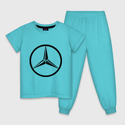 Пижама хлопковая детская Mercedes-Benz logo, цвет: бирюзовый