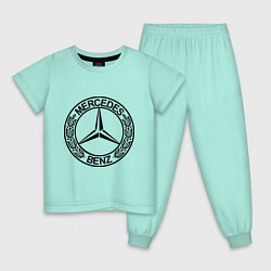 Пижама хлопковая детская Mercedes-Benz, цвет: мятный