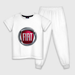 Пижама хлопковая детская FIAT logo, цвет: белый
