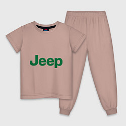 Пижама хлопковая детская Logo Jeep, цвет: пыльно-розовый