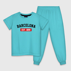 Пижама хлопковая детская FC Barcelona Est. 1899, цвет: бирюзовый