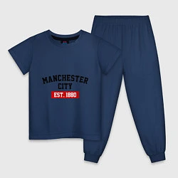 Пижама хлопковая детская FC Manchester City Est. 1880, цвет: тёмно-синий