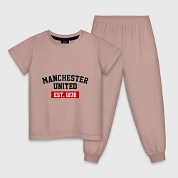 Пижама хлопковая детская FC Manchester United Est. 1878, цвет: пыльно-розовый