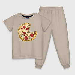 Пижама хлопковая детская Пицца парная, цвет: миндальный