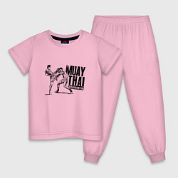 Пижама хлопковая детская Muay Thai Thaiboxen цвета светло-розовый — фото 1