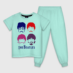 Пижама хлопковая детская The Beatles faces цвета мятный — фото 1