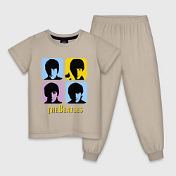 Пижама хлопковая детская The Beatles: pop-art, цвет: миндальный