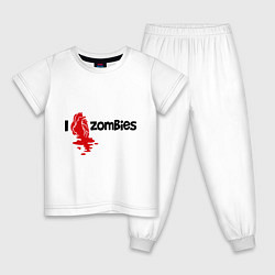 Пижама хлопковая детская I love zombies, цвет: белый
