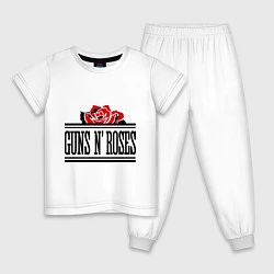 Пижама хлопковая детская Guns n Roses: rose, цвет: белый