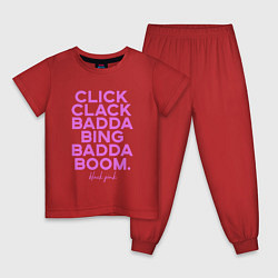 Пижама хлопковая детская Click Clack Black Pink, цвет: красный
