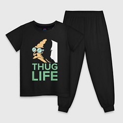 Пижама хлопковая детская Zoidberg: Thug Life, цвет: черный