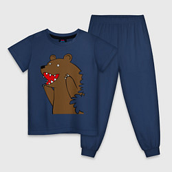 Пижама хлопковая детская Медведь цензурный, цвет: тёмно-синий