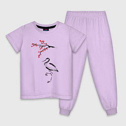 Пижама хлопковая детская Японский стиль, цвет: лаванда
