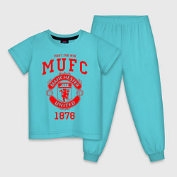 Пижама хлопковая детская Манчестер Юнайтед, цвет: бирюзовый