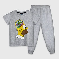 Пижама хлопковая детская Мозг Гомера, цвет: меланж