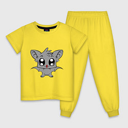 Пижама хлопковая детская Летучая мышка, цвет: желтый